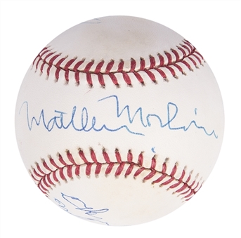 1994 World Series Leonardo DiCaprio, Michael J. Fox & Matthew Modine Multi-Signed Baseball (PSA/DNA)
